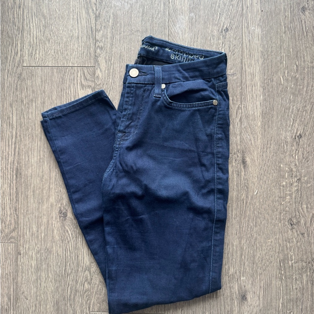 7 For All Mankind Navy Cropped Skinny Jeans